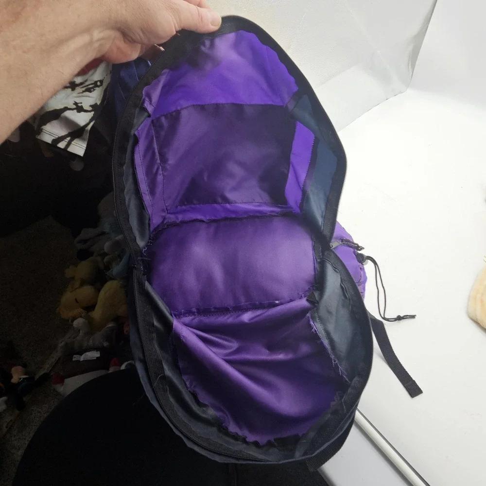 Vintage Kids Sleeping Bag‎ Small Backpack Carrier Purple Stick Figure Camping